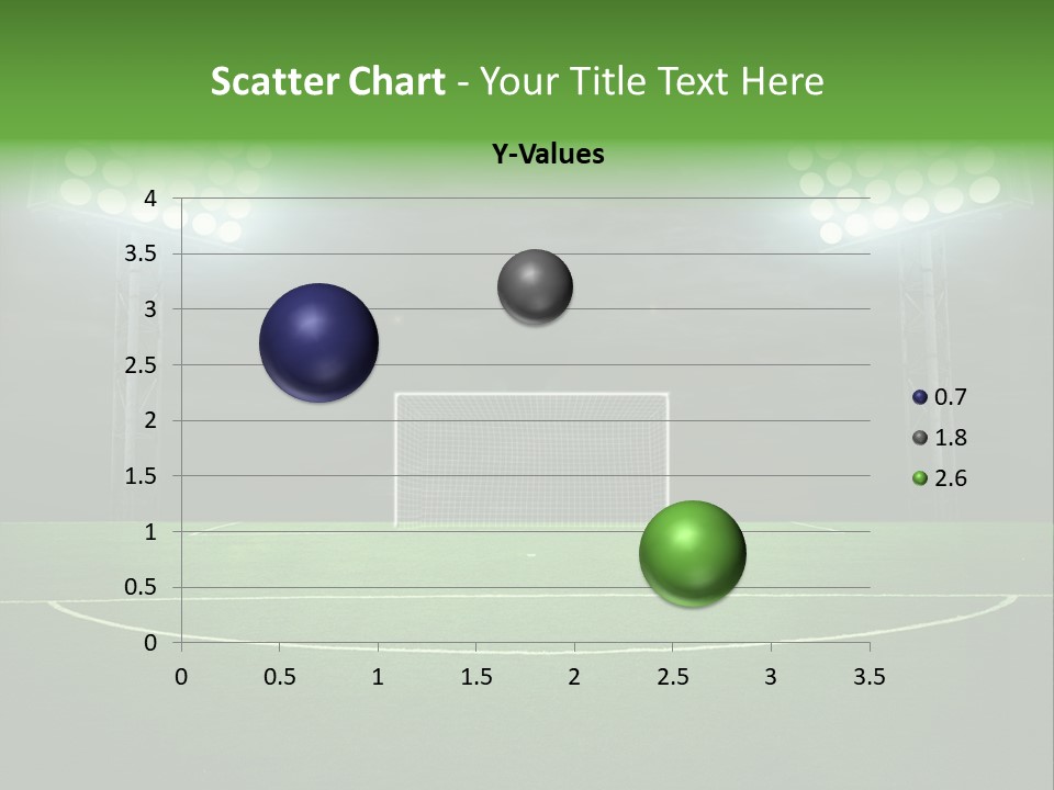 A Soccer Field With A Goal And Lights On It PowerPoint Template