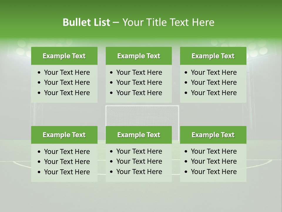 A Soccer Field With A Goal And Lights On It PowerPoint Template