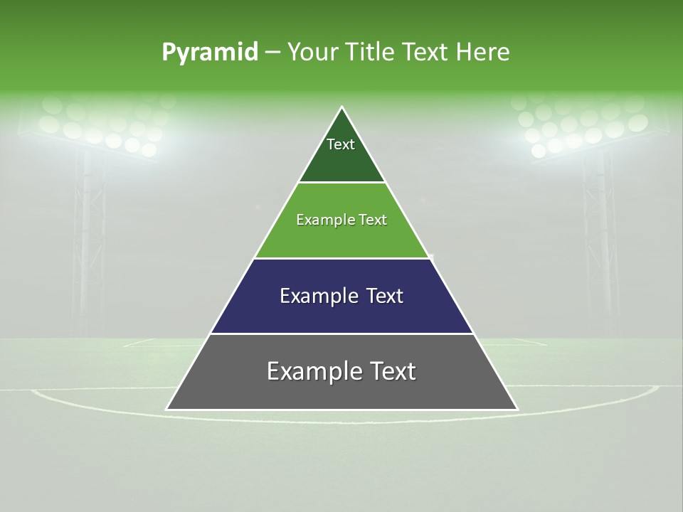 A Soccer Field With A Goal And Lights On It PowerPoint Template