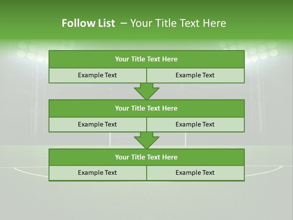 A Soccer Field With A Goal And Lights On It PowerPoint Template