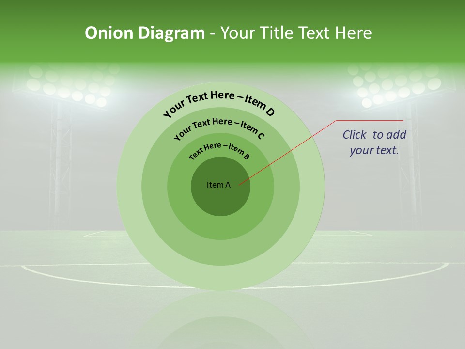 A Soccer Field With A Goal And Lights On It PowerPoint Template
