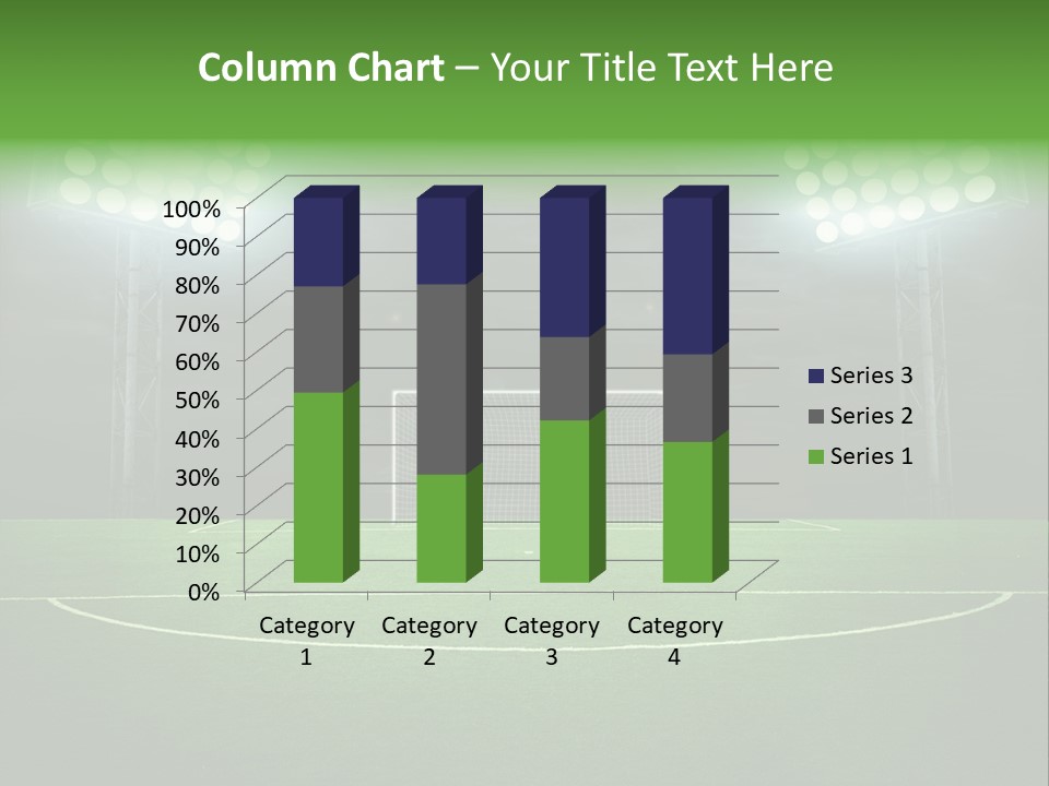 A Soccer Field With A Goal And Lights On It PowerPoint Template