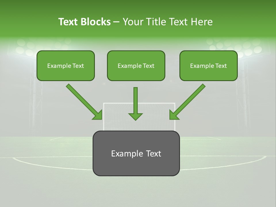 A Soccer Field With A Goal And Lights On It PowerPoint Template