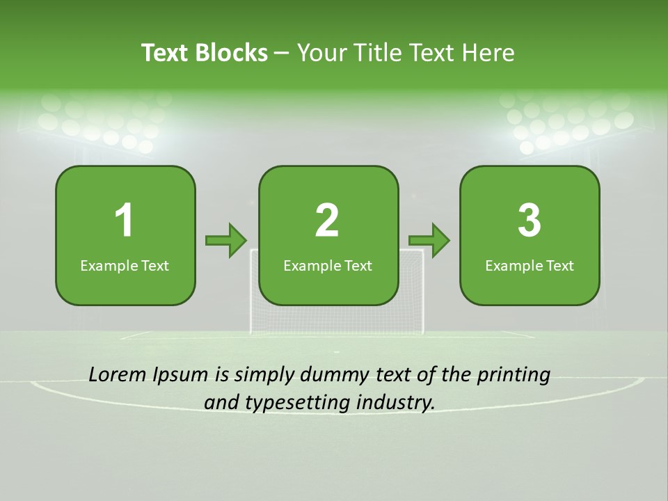 A Soccer Field With A Goal And Lights On It PowerPoint Template
