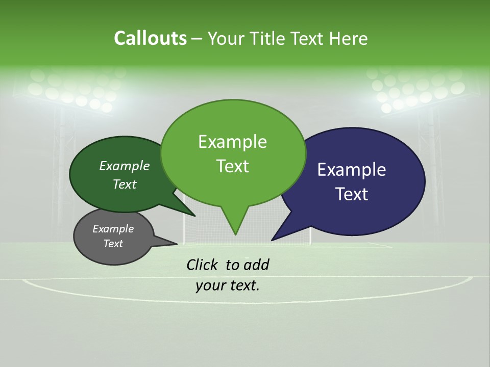 A Soccer Field With A Goal And Lights On It PowerPoint Template