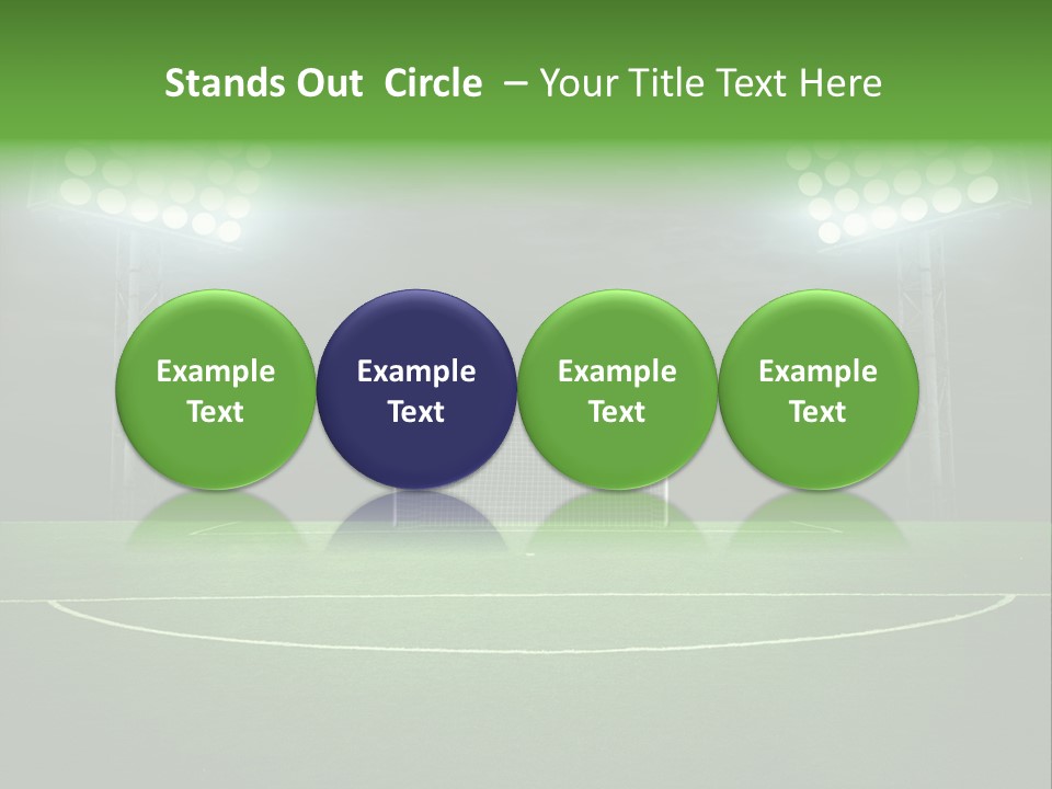 A Soccer Field With A Goal And Lights On It PowerPoint Template