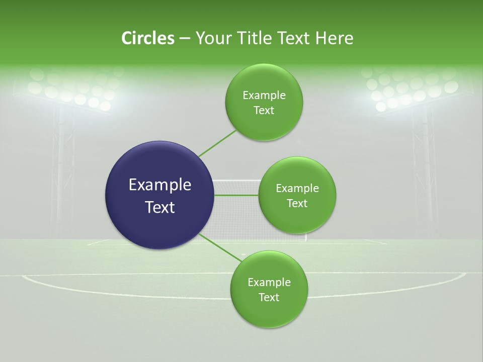 A Soccer Field With A Goal And Lights On It PowerPoint Template