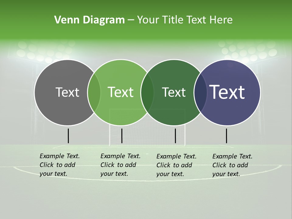 A Soccer Field With A Goal And Lights On It PowerPoint Template