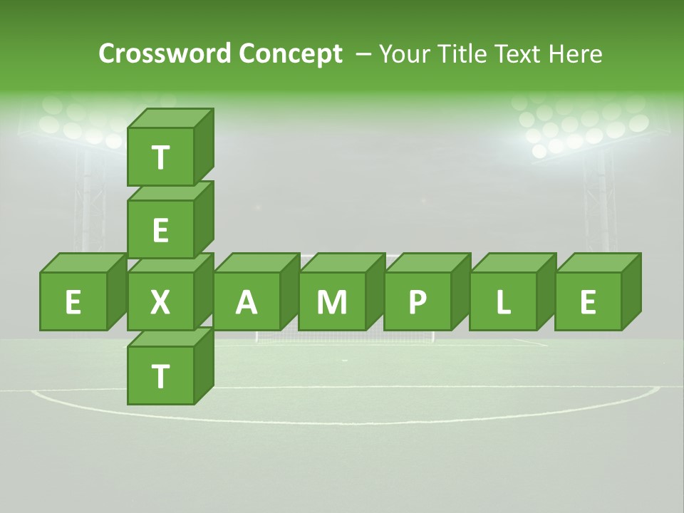 A Soccer Field With A Goal And Lights On It PowerPoint Template