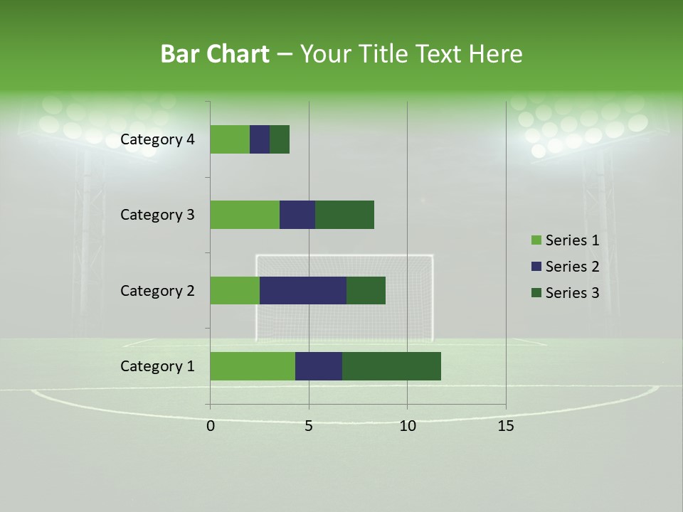 A Soccer Field With A Goal And Lights On It PowerPoint Template