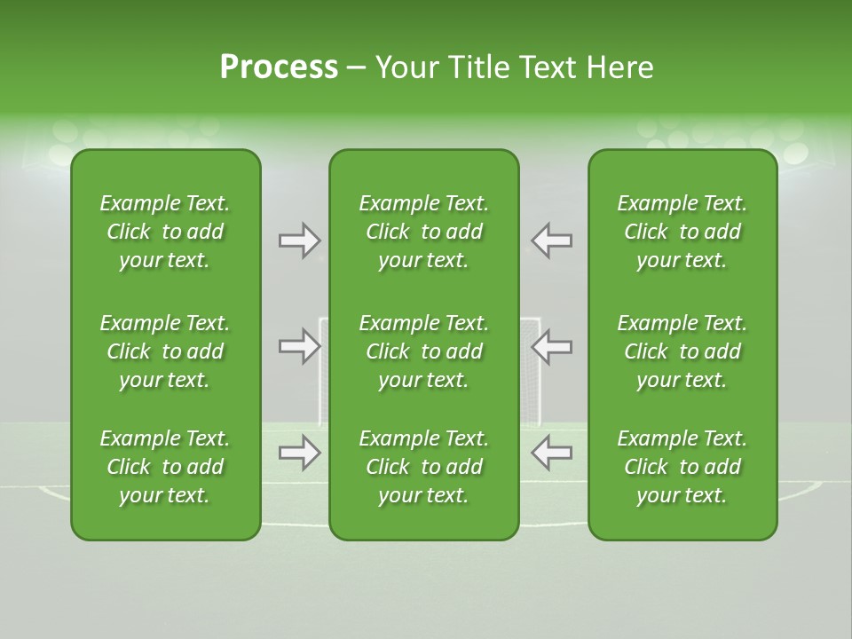 A Soccer Field With A Goal And Lights On It PowerPoint Template