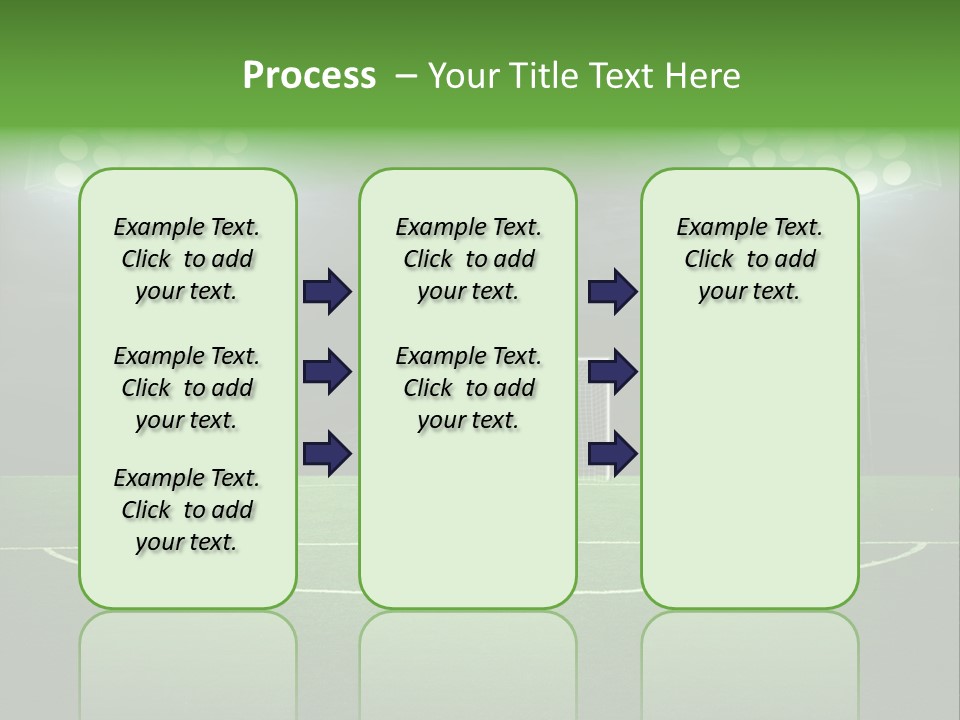 A Soccer Field With A Goal And Lights On It PowerPoint Template