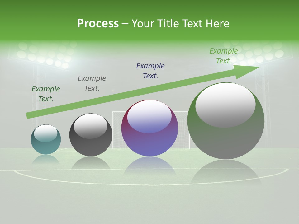 A Soccer Field With A Goal And Lights On It PowerPoint Template