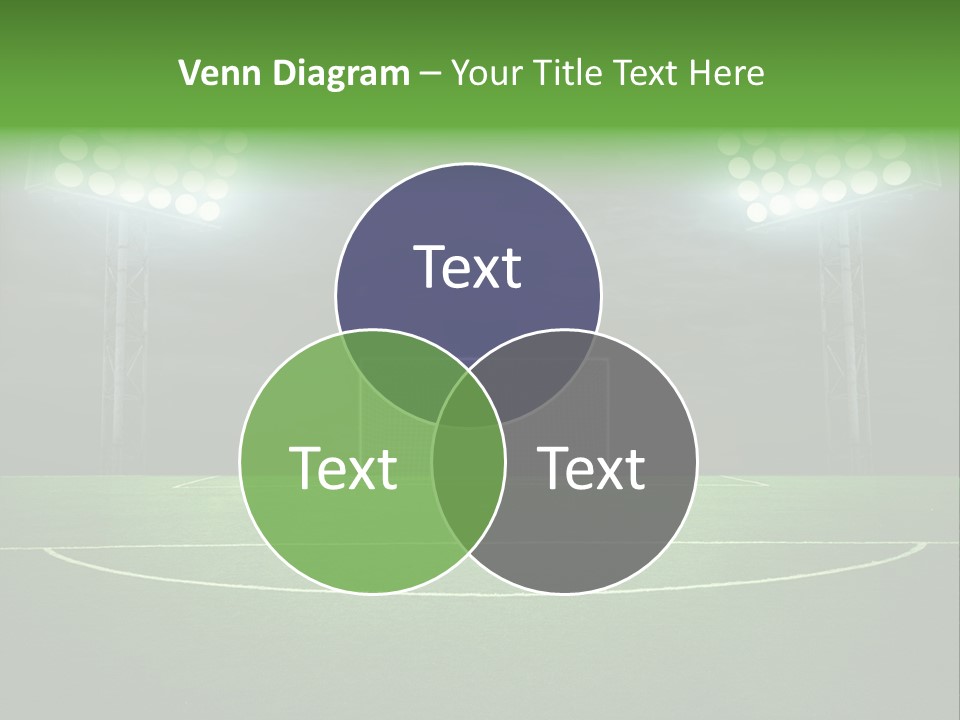 A Soccer Field With A Goal And Lights On It PowerPoint Template