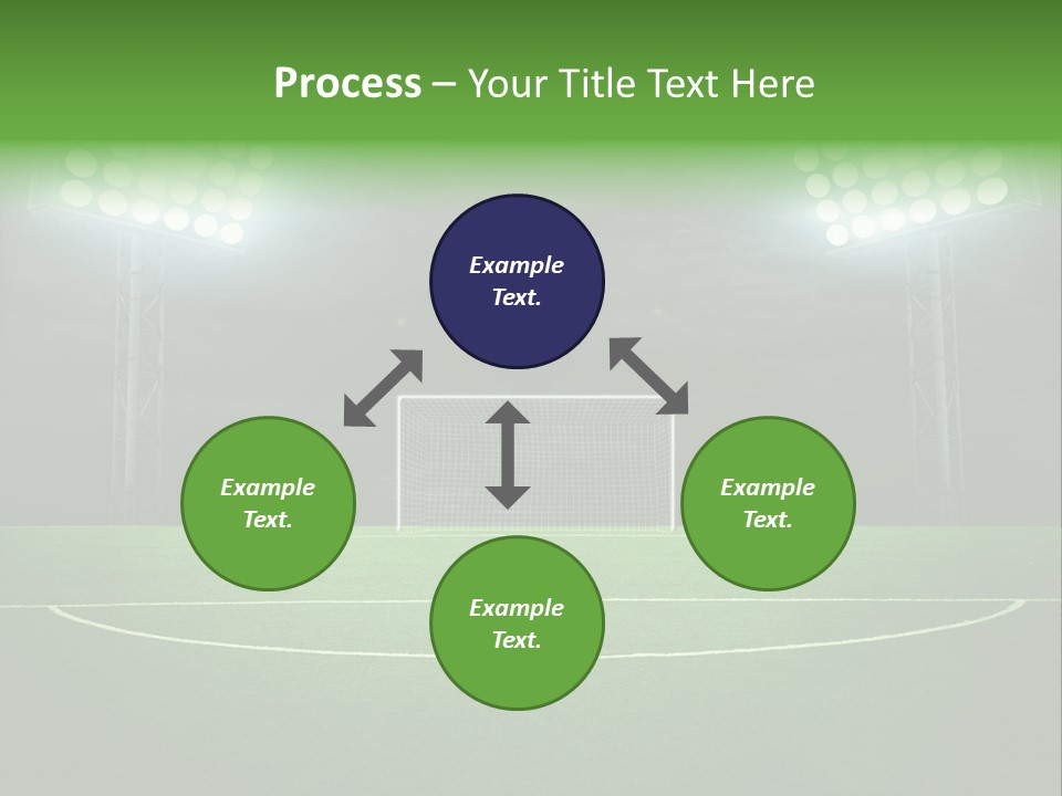 A Soccer Field With A Goal And Lights On It PowerPoint Template