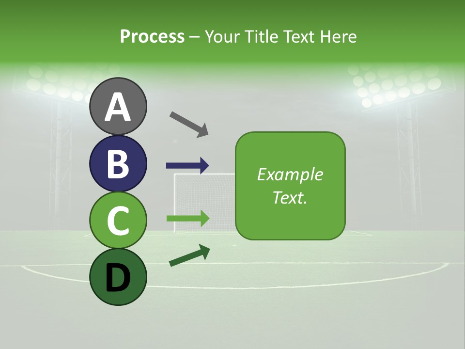 A Soccer Field With A Goal And Lights On It PowerPoint Template