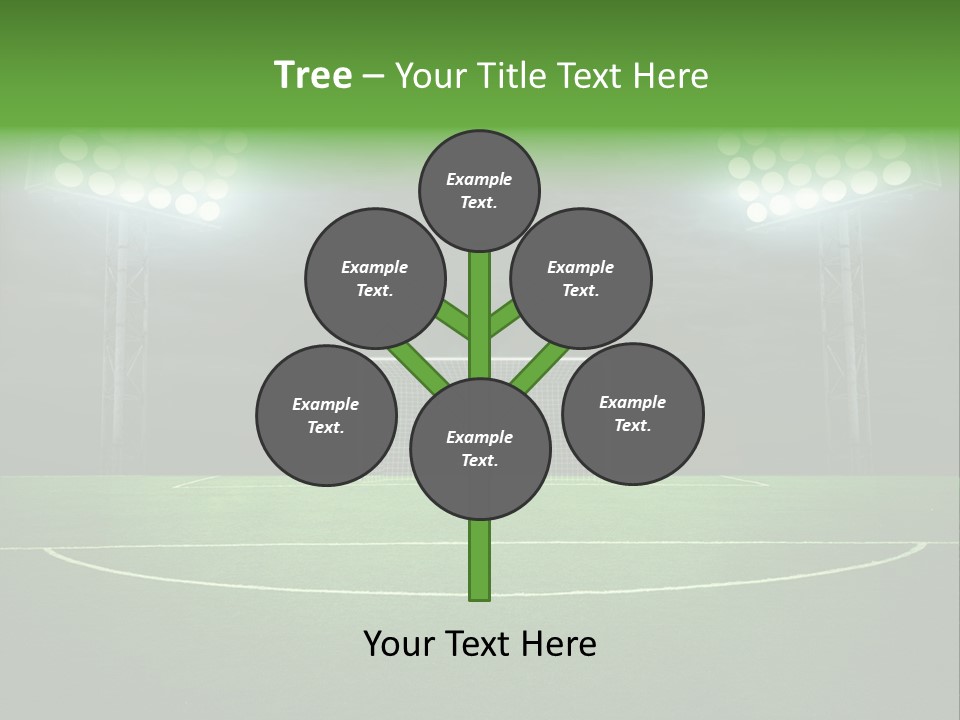 A Soccer Field With A Goal And Lights On It PowerPoint Template
