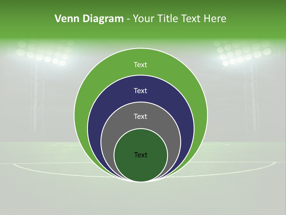 A Soccer Field With A Goal And Lights On It PowerPoint Template