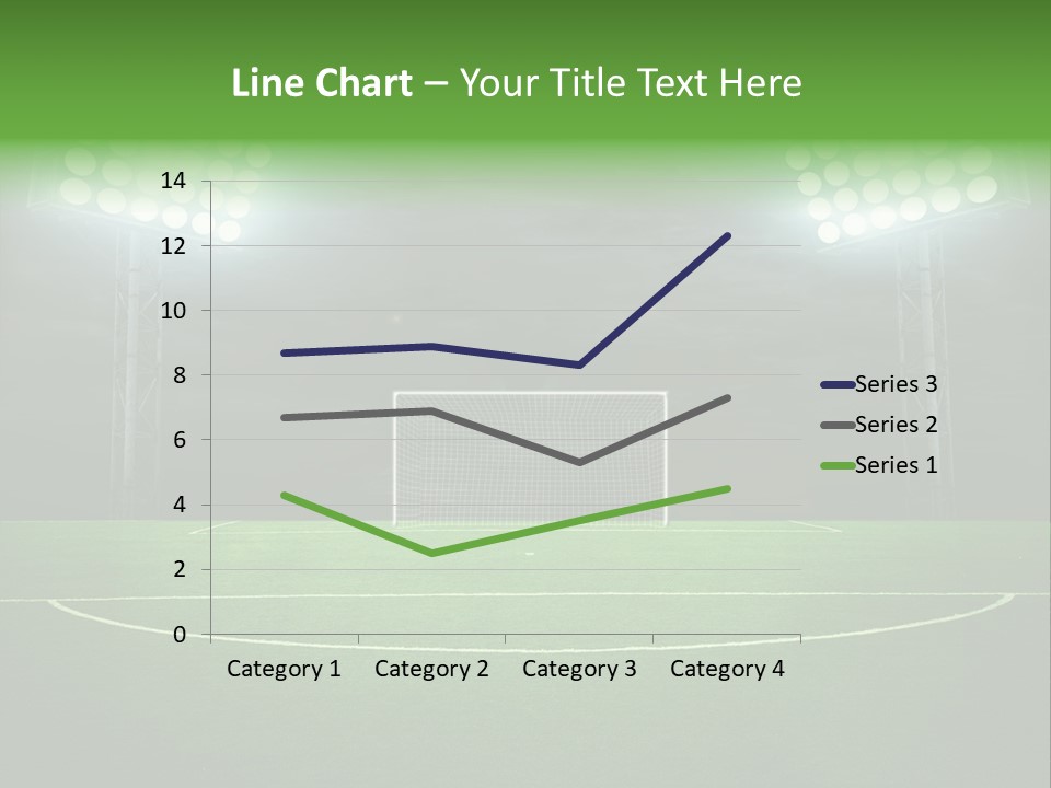 A Soccer Field With A Goal And Lights On It PowerPoint Template