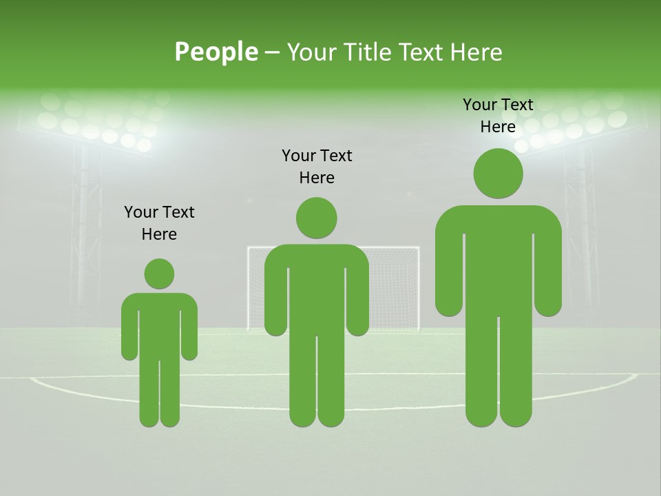 A Soccer Field With A Goal And Lights On It PowerPoint Template