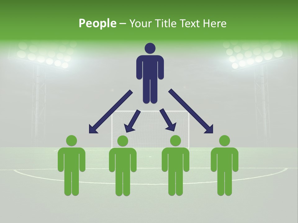 A Soccer Field With A Goal And Lights On It PowerPoint Template