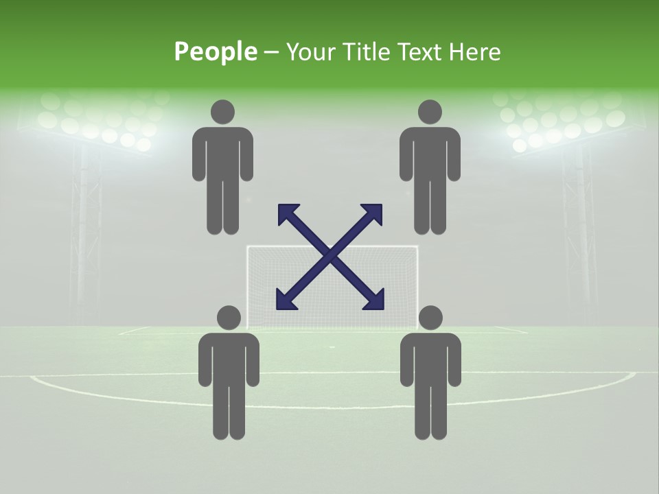 A Soccer Field With A Goal And Lights On It PowerPoint Template