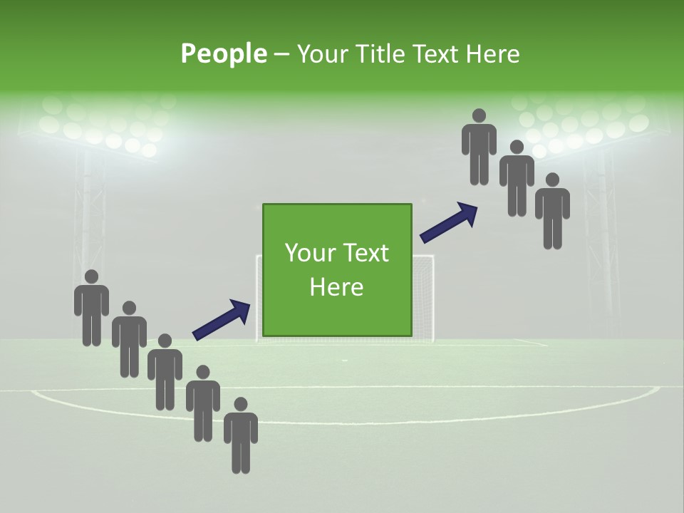 A Soccer Field With A Goal And Lights On It PowerPoint Template