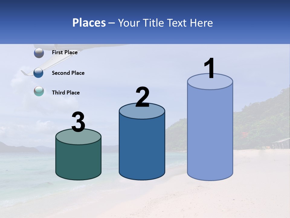 A Plane Is Flying Over A Beach With Clear Water PowerPoint Template