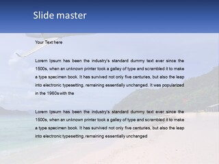 A Plane Is Flying Over A Beach With Clear Water PowerPoint Template