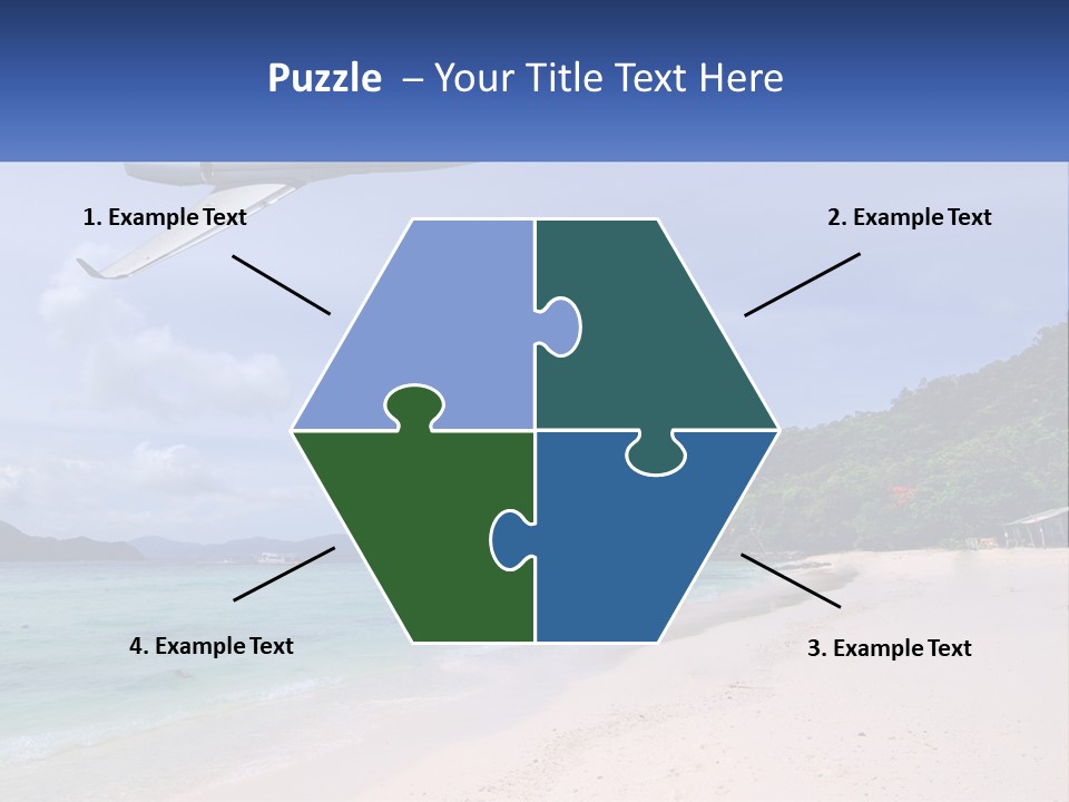 A Plane Is Flying Over A Beach With Clear Water PowerPoint Template