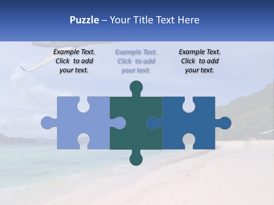 A Plane Is Flying Over A Beach With Clear Water PowerPoint Template