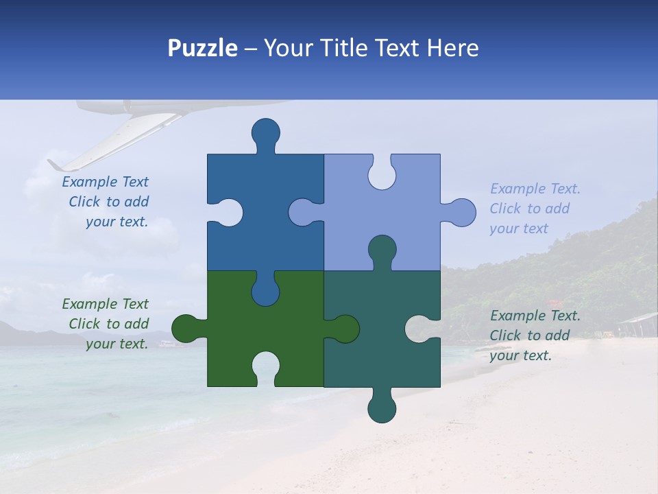 A Plane Is Flying Over A Beach With Clear Water PowerPoint Template