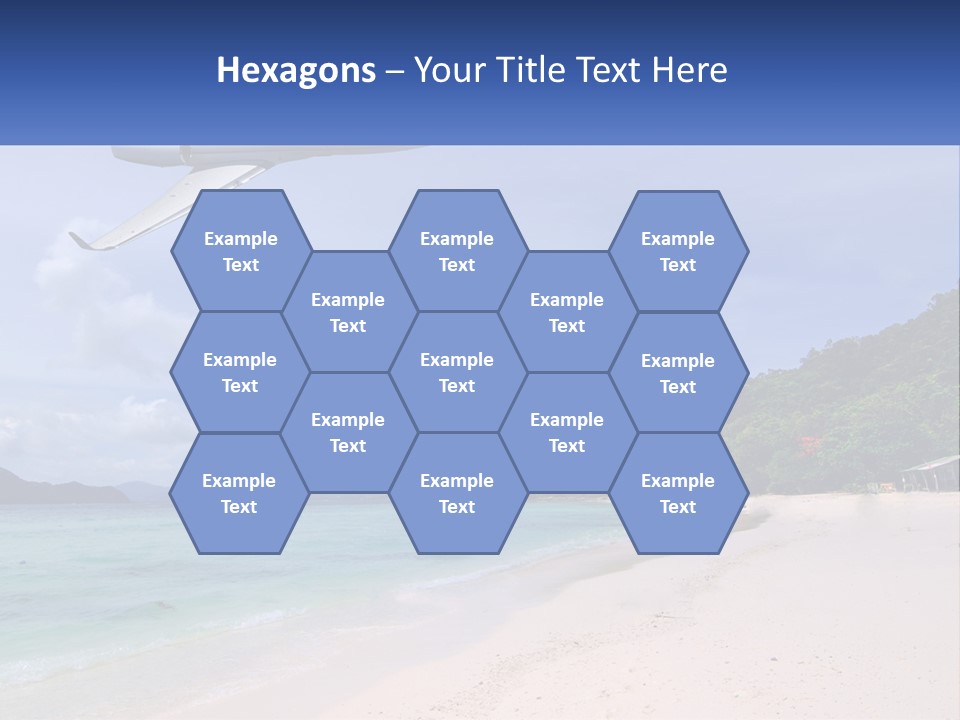 A Plane Is Flying Over A Beach With Clear Water PowerPoint Template