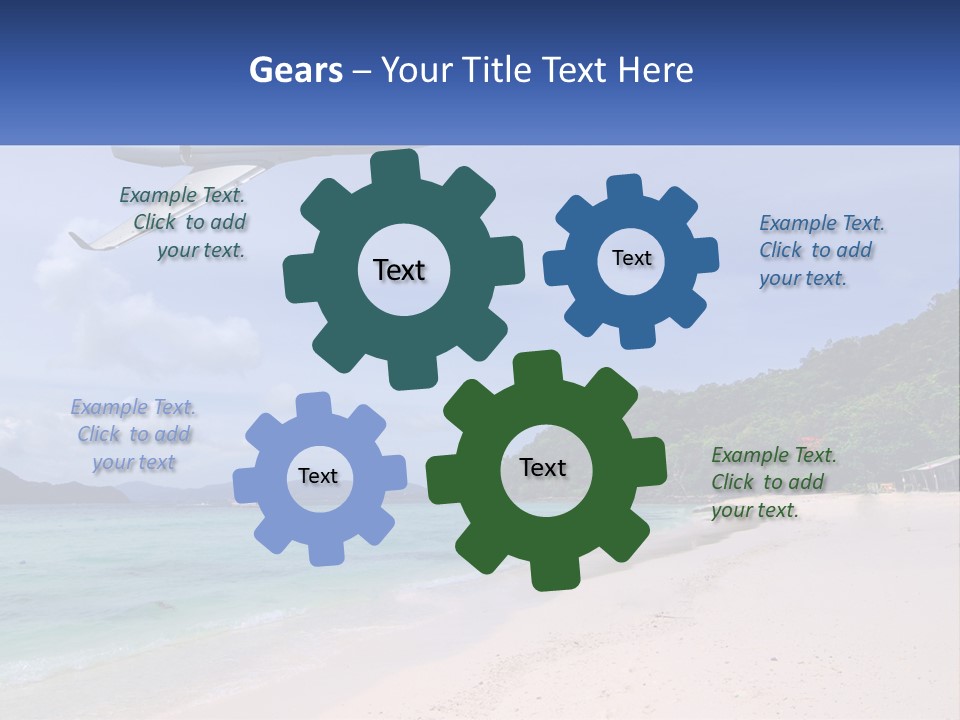 A Plane Is Flying Over A Beach With Clear Water PowerPoint Template