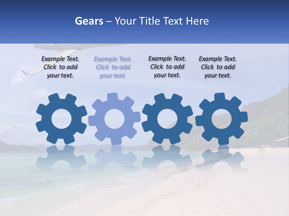 A Plane Is Flying Over A Beach With Clear Water PowerPoint Template