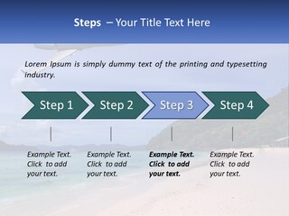 A Plane Is Flying Over A Beach With Clear Water PowerPoint Template