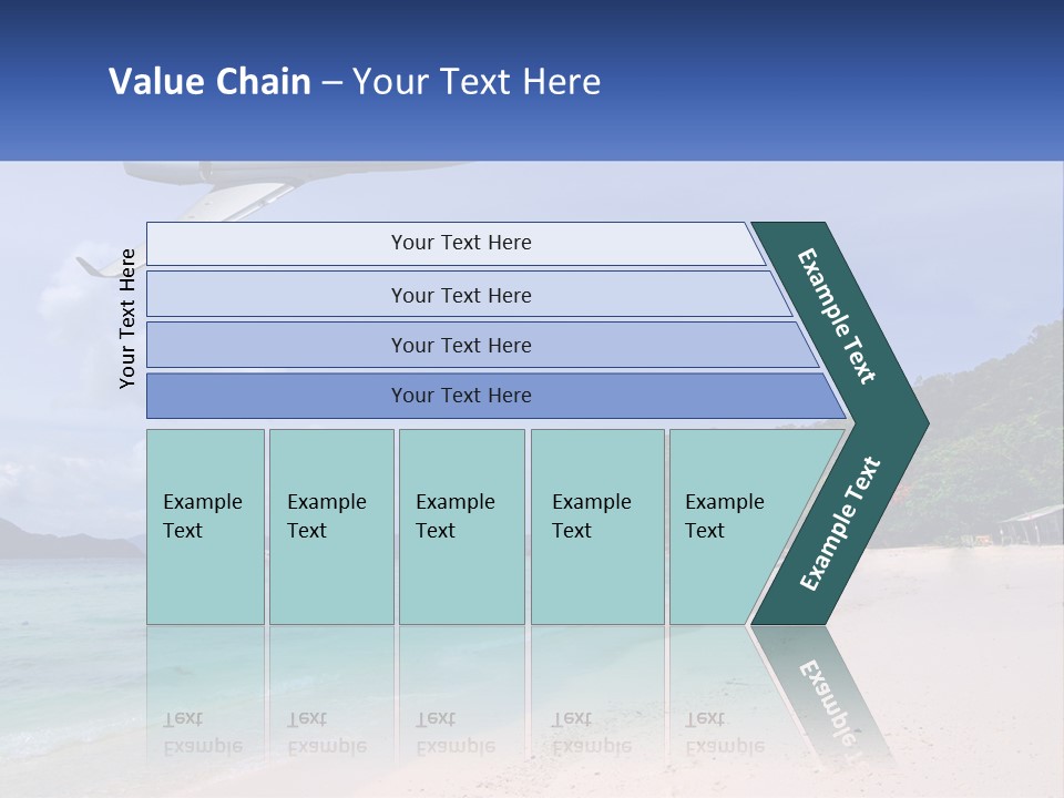 A Plane Is Flying Over A Beach With Clear Water PowerPoint Template