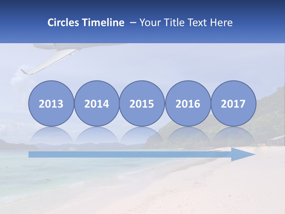 A Plane Is Flying Over A Beach With Clear Water PowerPoint Template