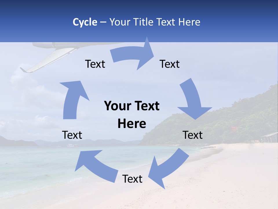 A Plane Is Flying Over A Beach With Clear Water PowerPoint Template