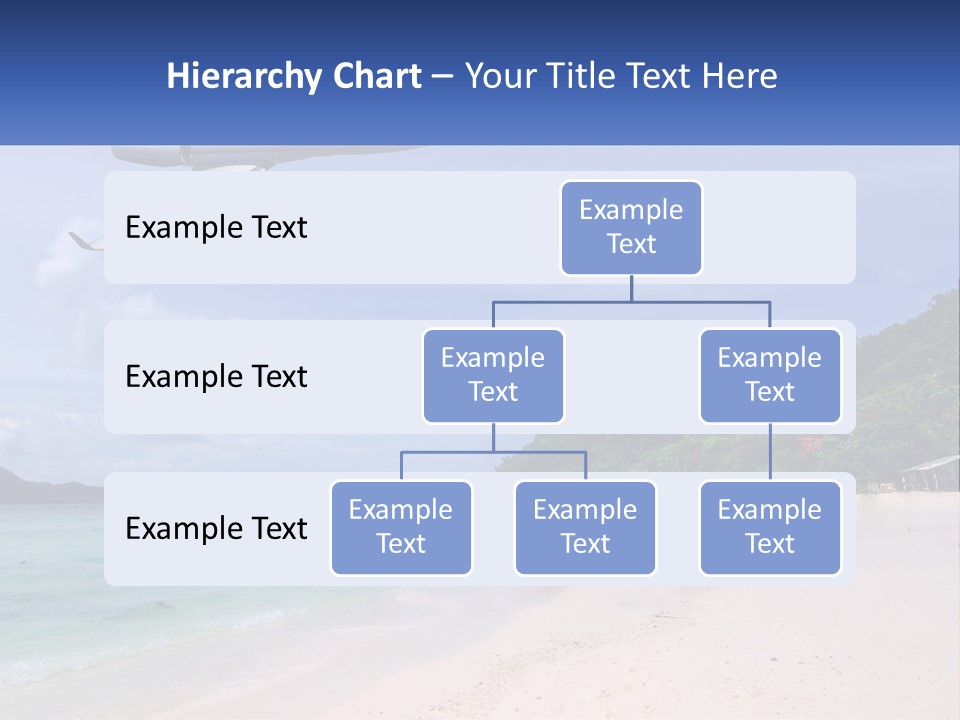 A Plane Is Flying Over A Beach With Clear Water PowerPoint Template