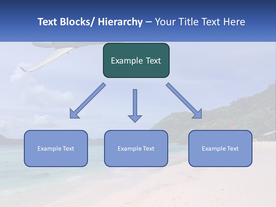 A Plane Is Flying Over A Beach With Clear Water PowerPoint Template