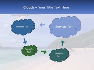 A Plane Is Flying Over A Beach With Clear Water PowerPoint Template