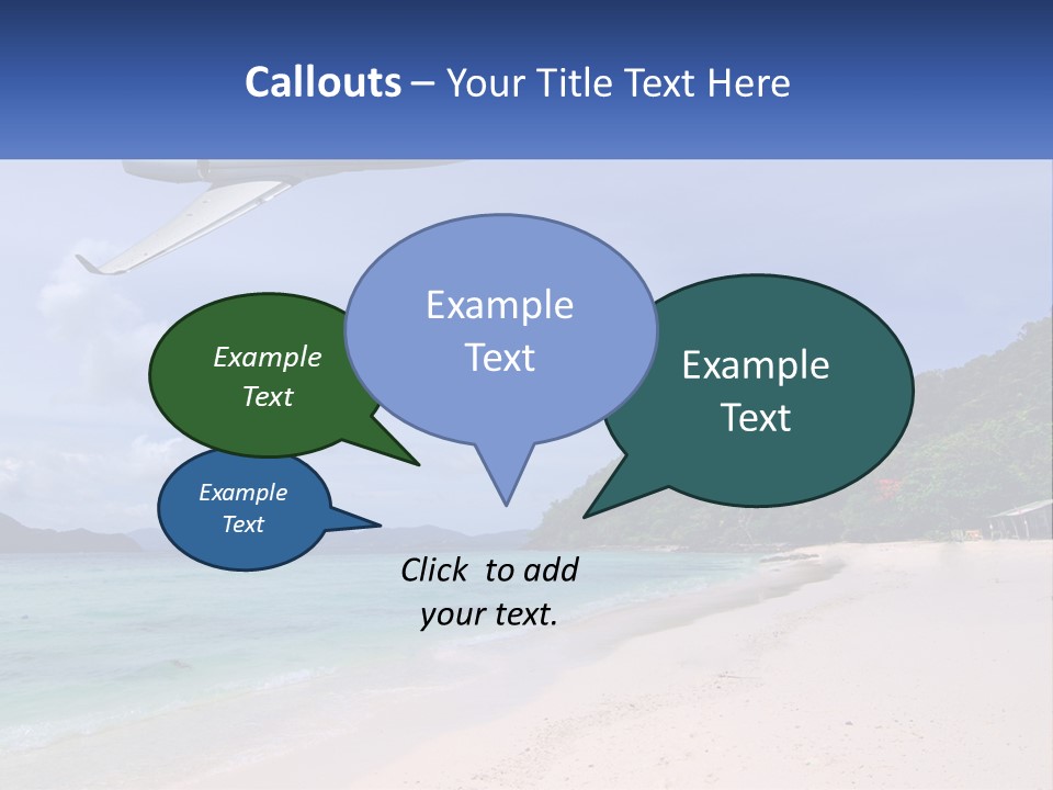 A Plane Is Flying Over A Beach With Clear Water PowerPoint Template