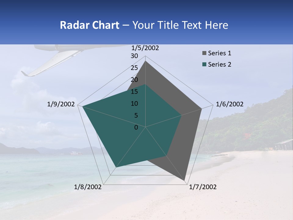 A Plane Is Flying Over A Beach With Clear Water PowerPoint Template