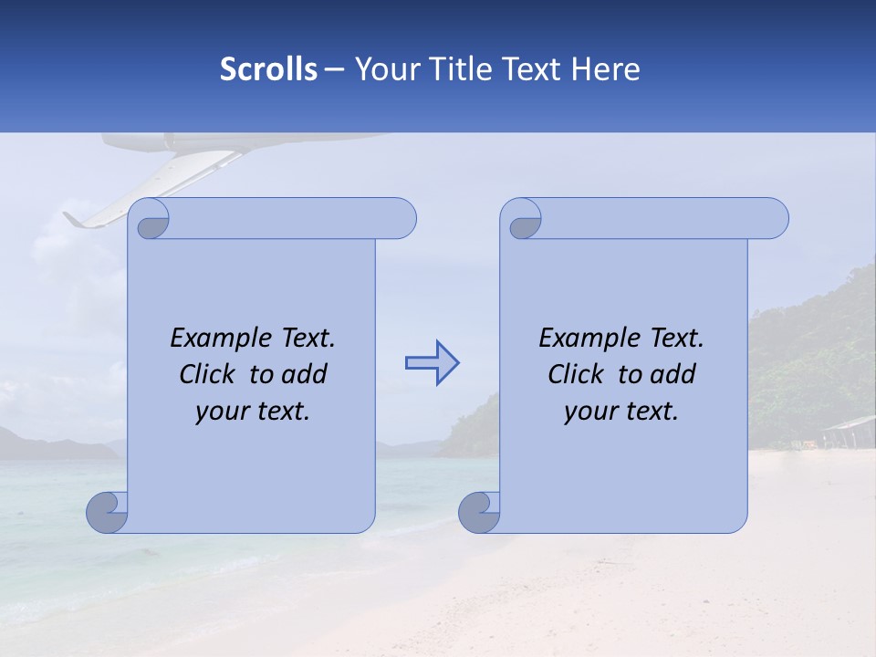 A Plane Is Flying Over A Beach With Clear Water PowerPoint Template