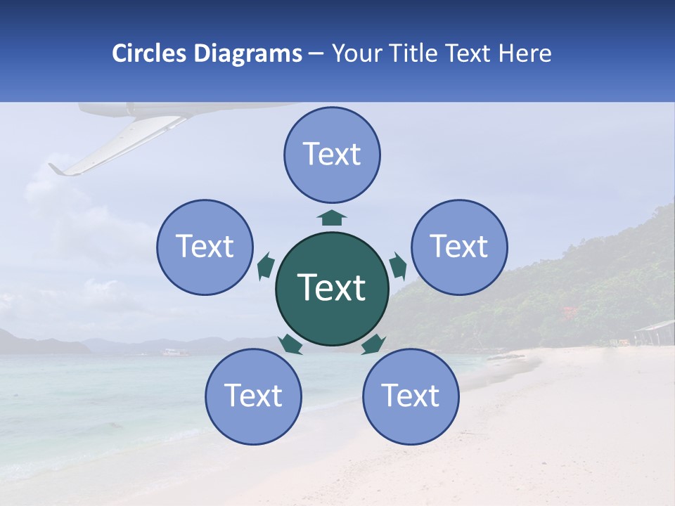 A Plane Is Flying Over A Beach With Clear Water PowerPoint Template