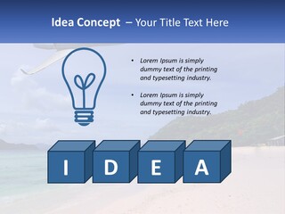 A Plane Is Flying Over A Beach With Clear Water PowerPoint Template