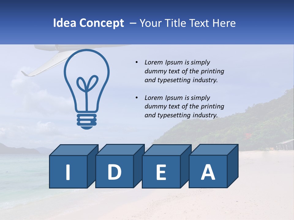 A Plane Is Flying Over A Beach With Clear Water PowerPoint Template