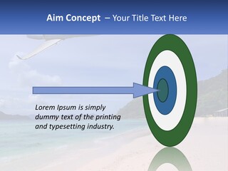 A Plane Is Flying Over A Beach With Clear Water PowerPoint Template