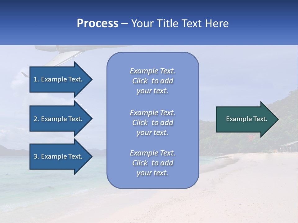 A Plane Is Flying Over A Beach With Clear Water PowerPoint Template